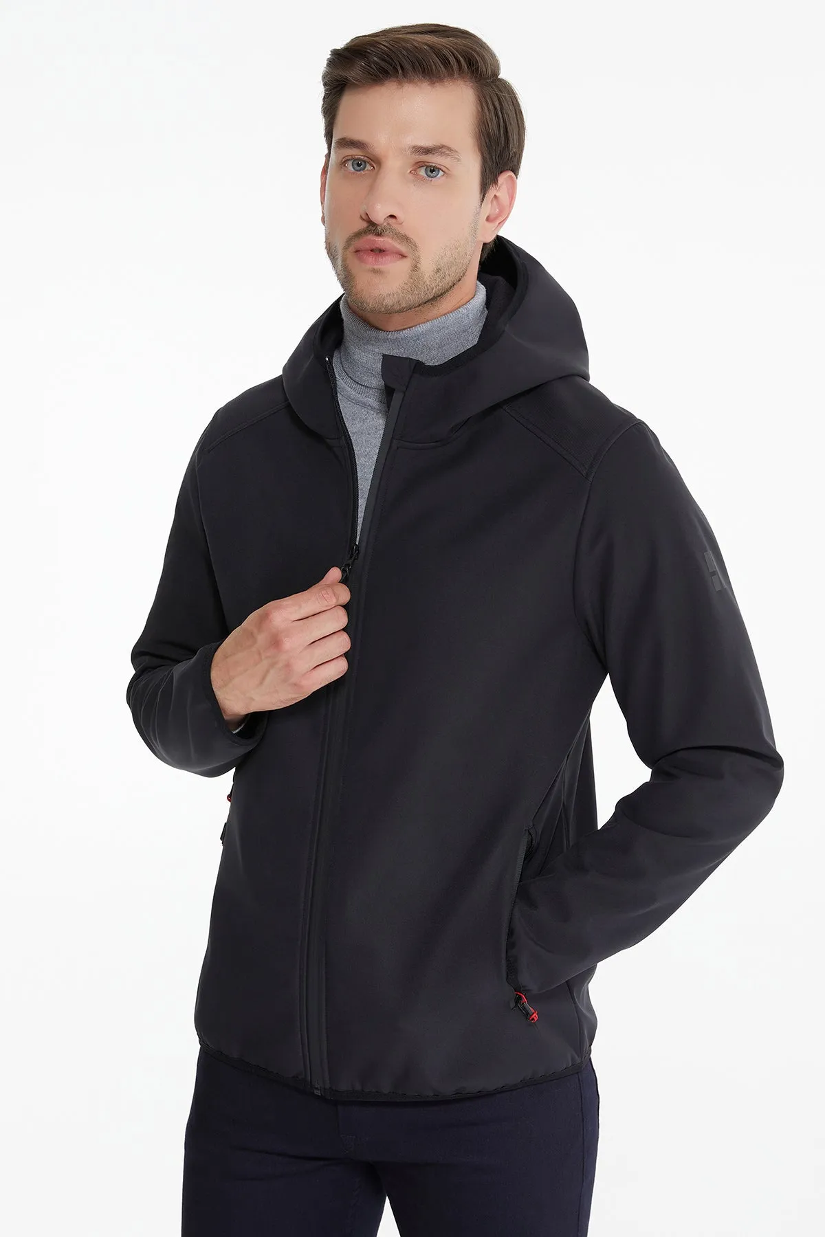 Slim Fit Fleece Apollo Charcoal Hooded Coat